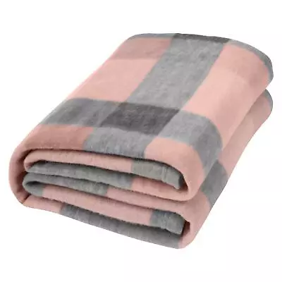 Dreamscene Tartan Check Throw Over Bed Warm Soft Blanket Blush - 120 X 150 Cm • £6.99