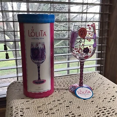 Lolita 21 15 Oz Hand Painted Wine Glass • £8.54