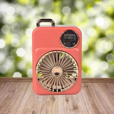 $13.29 • Buy Mini USB Desk Fan With Clock, Rechargeable Battery-Operated Fan, 4 Speeds Fast