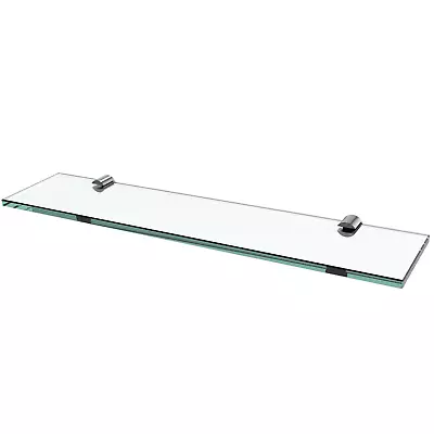 Meykoers Floating Glass Shelf Clear Shelves Storage Display With Chrome Brackets • £11.44