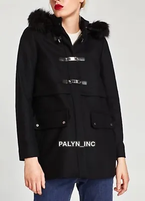 $89 • Buy Nwt Zara Three Quarter Length Wool Coat With Combined Hood 8298/163