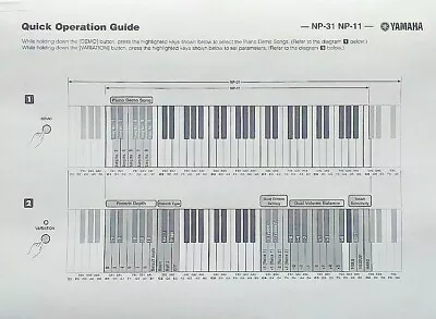 Yamaha NP-31 NP-11 Digital Piano Quick Operation Guide Info Sheets Reproduction • $16.97