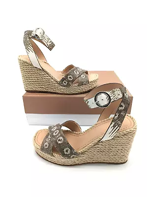 Via Spiga Women's Sesilia Strappy Espadrille Wedge Sandals Blanc Leather US 7 M • $39.99