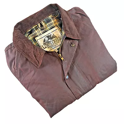 Mens Lewis Creek Wax Oilskin Jacket Bomber Biker Fishing Shooting Trucker Coat • £54.99