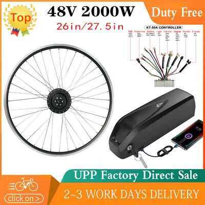 48V 26 27.5 700C Ebike Kit With Battery Front/rear Freewheel Bike Conversion Kit • £219