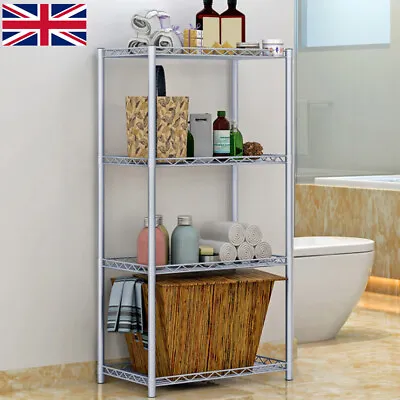 £39.49 • Buy 4 Tier Silver Metal Storage Rack/Shelving Wire Shelf Kitchen/Office Unit Stand