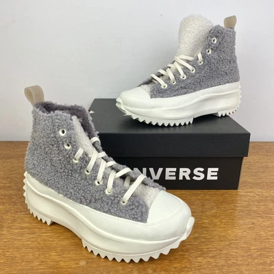 £47.99 • Buy NEW Converse Chuck Taylor Run Star Hike Hi High Tops Sherpa Borg Size Grey UK 5