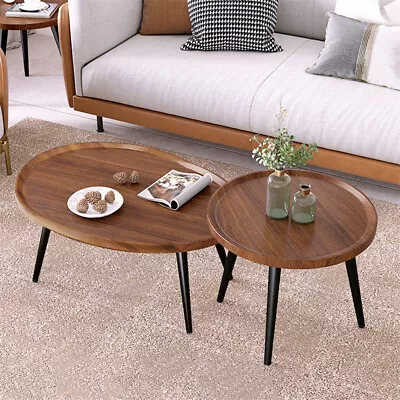 Set Of 2 Side Table Nesting Coffee Tables Corner Table 3CM Thick Tabletop Board  • $109.95