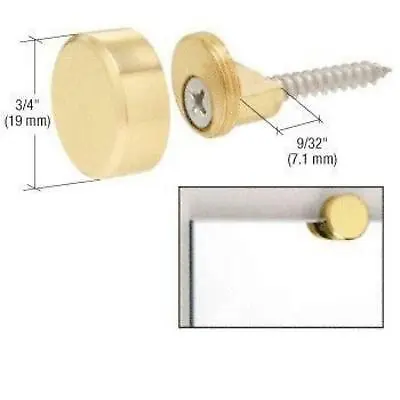 CRL Polished Brass Round Mirror Edge Fixings Clips Brackets X 4 6mm • £13.99