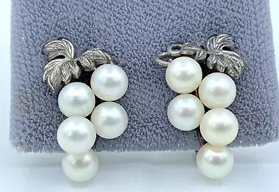 Mikimoto Cultured Akoya Pear Screw Back Earrings In Sterling Silver • $625