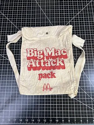 Vintage McDonalds Big Mac Attack Pack Canvas Backpack Tote Bag Advertising Promo • $24.95