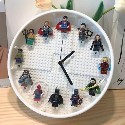 DIY DC Marvel Heros Brick Clock Superman Spider Man Iron Man Batman • $125