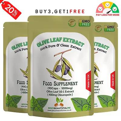 Olive Leaf Extract Capsules 10000mg(400mg Oleuropein)-Weight Control & Immunity • £9.99
