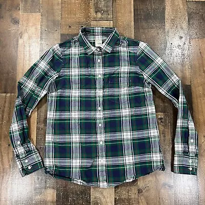 J Crew Womens Shirt 4 Green Plaid The Boy Shirt Button Up Long Sleeve Top • $12.59