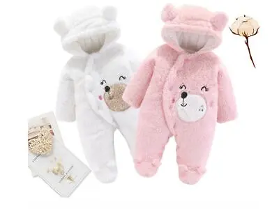 Newborn Baby Romper Jumpsuit Boy Girl Kids Bear Hooded Bodysuit Clothes Outfits • £6.99