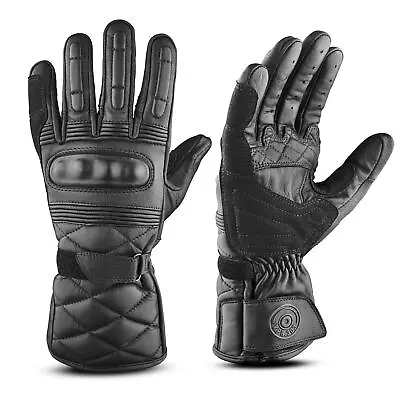 Mens Genuine Leather Glove Viper VPR004 Motorbike Riding Double Stitched Gloves • £35