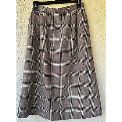 Vintage 100% Wool Skirt Plaid Skirt Fully Lined Size 12 • $26