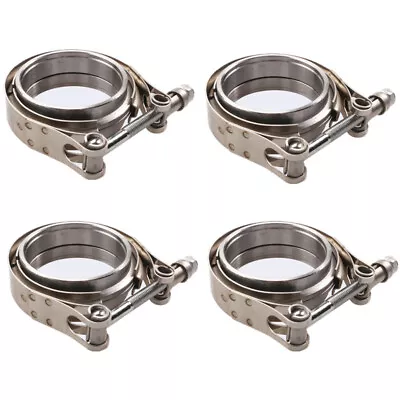 4 X 3.5  V-Band Flange & Clamp Kit For Turbo Exhaust Pipes Stainless Steel • $45.59