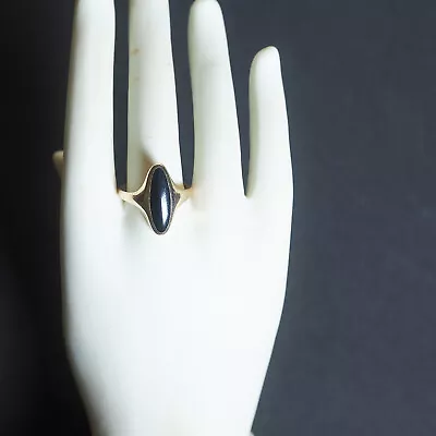 14K Yellow Gold KBN Signed (Kabana) Onyx Ring Bezel Set Elongated Oval~Sz 7 • $500