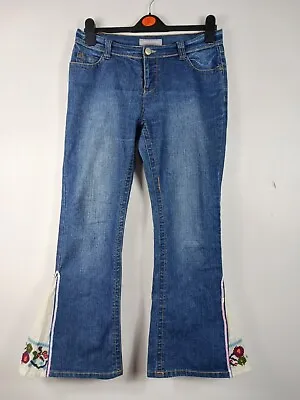 Dorothy Perkins Ladies Flare Jeans W/Embroidery Size 12 • £8.99