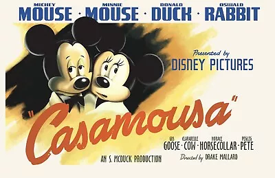 Mickey Mouse Minnie Mouse Casamousa Casablanca Disney Poster Print 11x17 • $19.49