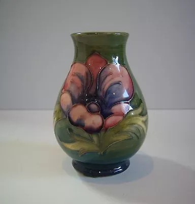 Gorgeous Walter MOORCROFT ANEMONE On Blue 1990  3¾ Inch Pottery Vase • $225