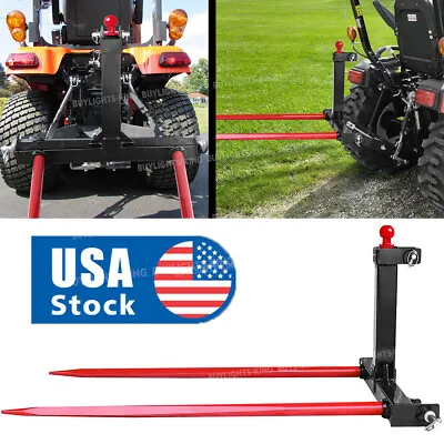 $295.90 • Buy RED 3 Point 49  Hay Bale Spear Tractor Hitch Quick Loader Attachment Heavy Duty