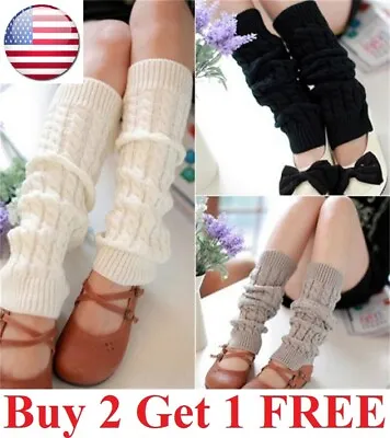 Women Leg Warmer Crochet Knit Ribbed Knee High Solid Winter Boot Wool Sock Long • $7.95