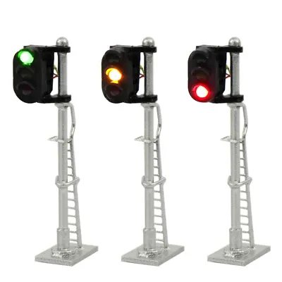 3pcs Model Railway N Gauge 1:150 Signals 3-LEDs Green Yellow Red Track Lights • £14.39