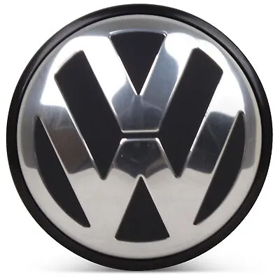 OE Genuine Volkswagen Center Cap Black W/ Chrome Logo • $36.96