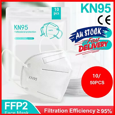 50pcs KN95 N95 FFP2 Disposable Surgical Adult Face Mask Certified 5 Layer White • $20.01