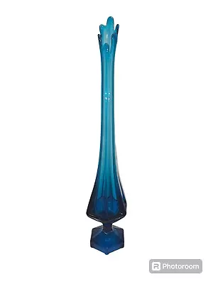 Vintage 6 Petal 26  Blue Viking Glass Vase Swung  Fenton RARE  • $199.99