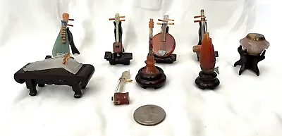 17 Pc Jade Chinese Musical Instruments With Holders Miniature Vintage • $295.95