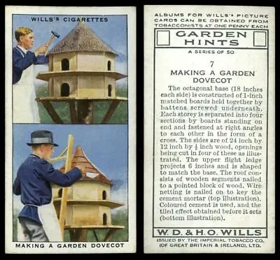 Making A Garden Dovecot #7 Garden Hints 1938 Wills Cigarette Card • £0.99