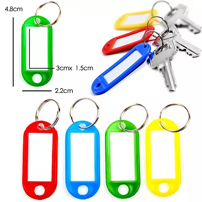 25 X KEY TAGS Assorted Coloured Plastic Rings ID Tags Card FOB Label Car • £3.29