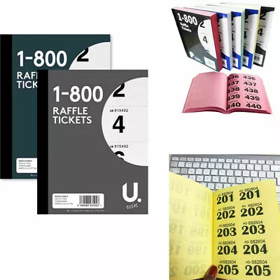 1-800 Raffle Tickets Book Cloakroom Bingo Tombola Draw Game Security Numbered UK • £2.98