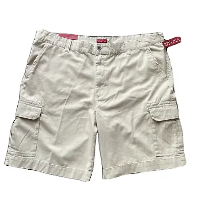 Merona Cargo Shorts Size 46 NEW Flat Front Beige Twill Oyster 10.5 Inseam • $17.99