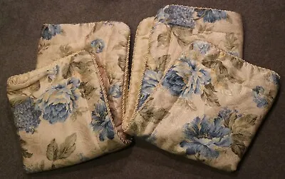 $22.50 • Buy Set Of 2 Queen Pillow Shams Shabby Cottage Blue Hydrangea Braided Trim Zipper