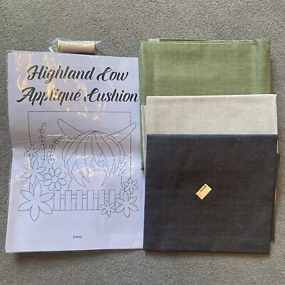 Highland Cow Appliqué Cushion Pattern & Makower Fabric Bundle With Tread • £8