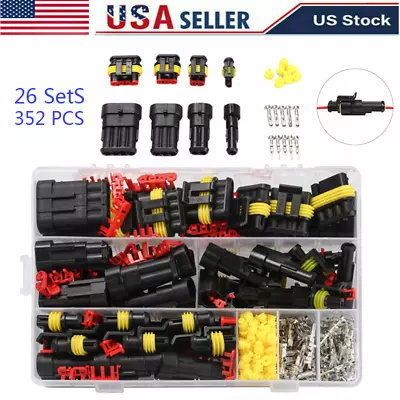 352Pcs Car Automotive Waterproof Electrical Wire Connector Plug 1-6 Pin Kit US • $9.01