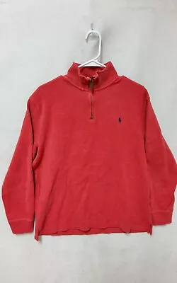 Polo Ralph Lauren Sweater Men's Large Red 1/4 Zip Long Sleeve Dry-Cleaned  • $11