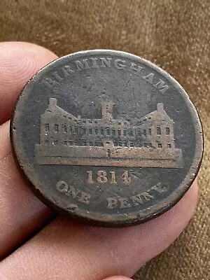 Metal Detecting Find Large Coin 1814 Birmingham Workhouse Penny SU • $31.57