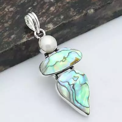 Abalone Shell Pearl Gemstone Ethnic Handmade Pendant Jewelry 2.32  AP-34105 • $4.25