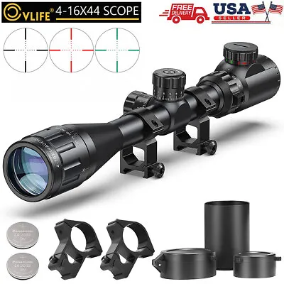 4-16x44 AOE Hunting Rifle Scope Red/Green Dual Illuminated Optics Scope W/ Mount • $49.99