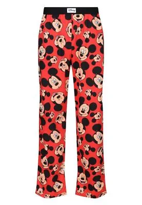 Mickey Mouse Lounge Pants Disney Adults Cotton Red PJs Pyjamas Bottoms Nightwear • $19.88