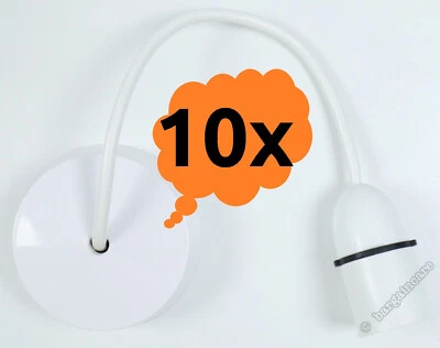 £18.90 • Buy 10-PACK Light Ceiling Rose Pendant With Cable Flex White Plastic PHILEX BS 10x