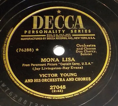 Victor Young Orchestra W/ Don Cherry 78 Mona Lisa / The 3rd Man Theme SH1B • $6.99