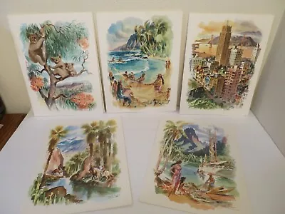 Lot Of 5 MATSON LINES Matsonia Menus 1958 Tiki Hawaii Watercolors Macouillard • $40