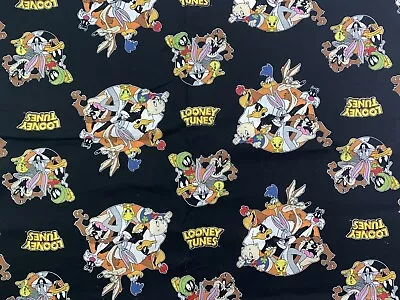 Looney Tunes Thats All Folks Cotton Fabric 45X18 Bugs Bunny Daffy Duck Porky Pig • $15