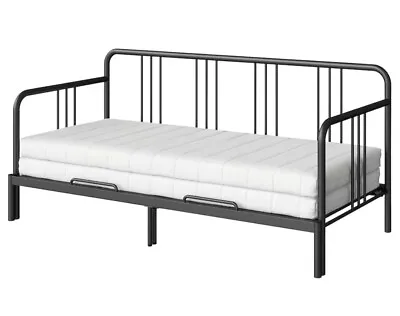 Fyresdal Ikea Metal Day Bed Frame Single/double With 2 Mattresses 80x200 Cm • £300